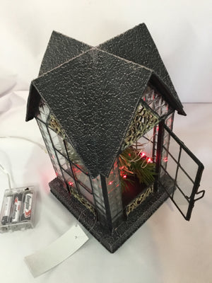 Battery Operated Black Resin Haunted House Holiday Item