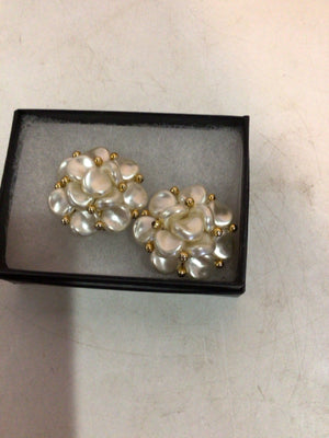 White Clip on Pearl Earrings