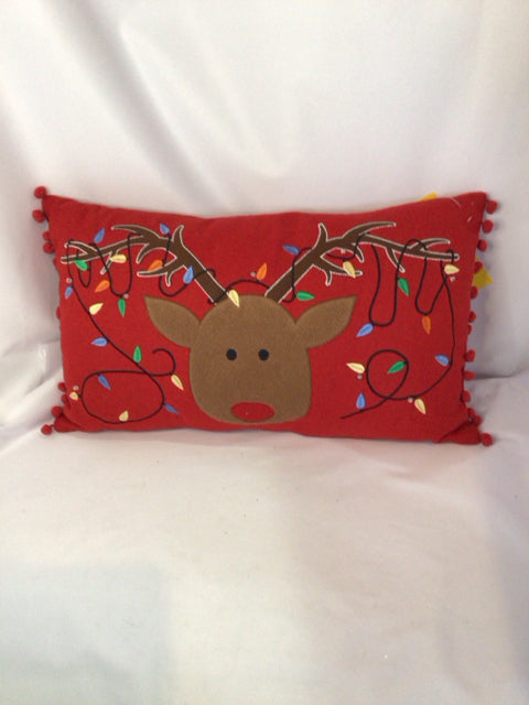 Pillow Blue/Bronze Felt Reindeer Light up Holiday Item