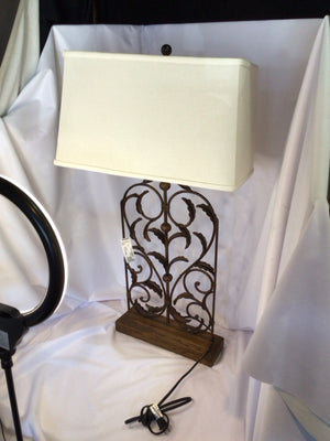 Ornate Brown Metal Leaf Lamp