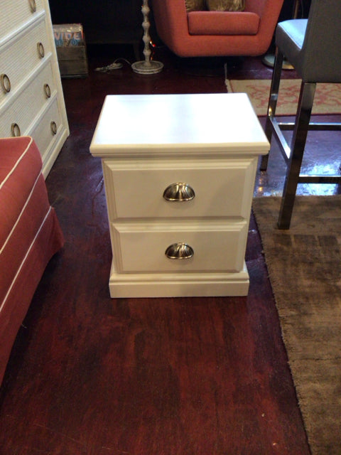 2 Drawer Wood Painted White Nightstand