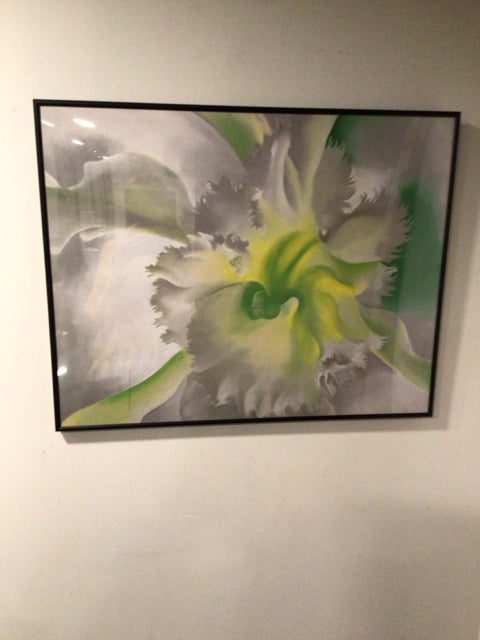 Green/multi Flower Framed Art