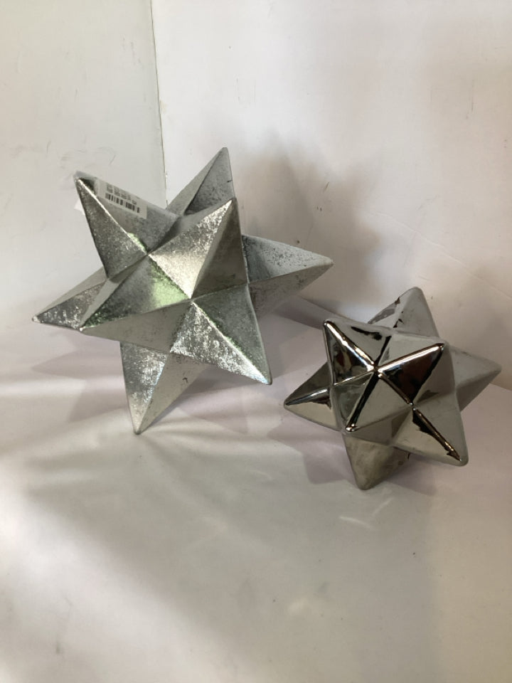 Pair Silver Ceramic Star Statue