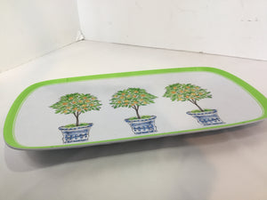 White/Green Melamine Topiary Tray