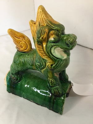 Oriental Green Ceramic Foo Dog Sancai Glaze Statue