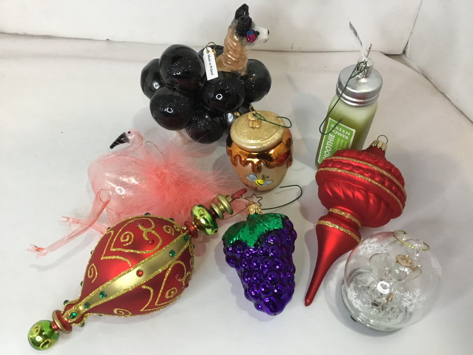 Set of 8 Multi-Color Glass Ornaments Misc Pieces Holiday Item