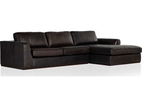 Net Retailers 2 Piece Leather Brown Sectional Sofa 2JYJTYJW