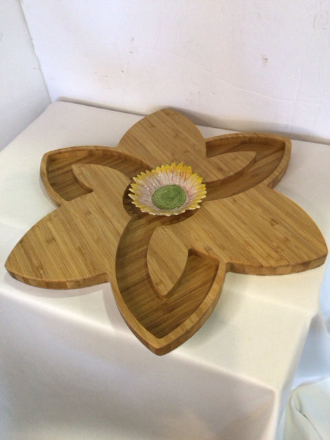 Natural Bamboo Flower Serving Dish