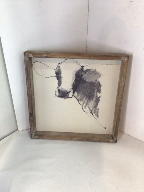 Kirkland's White/Black Canvas Cow Framed Art