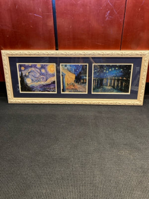 Van Gogh Cream/Blue Divided Framed Art