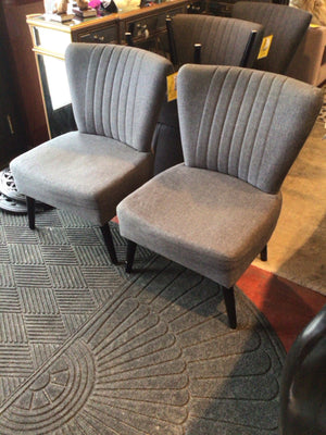 Gold Sparrow Pair Tweed Armless Gray Chair Set