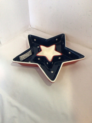 Serving Red/White/Blue Ceramic Star Dish