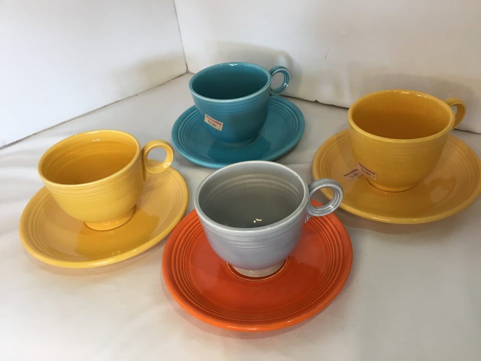 Fiesta Cups/Saucers Multi Stoneware Set of 4 Cup Set