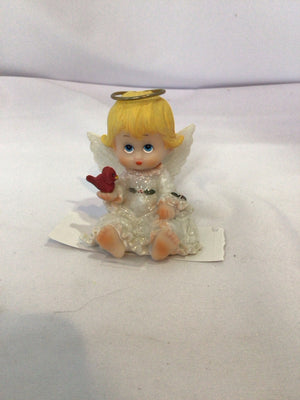 Vintage White/Yellow Ceramic Angel Figurine