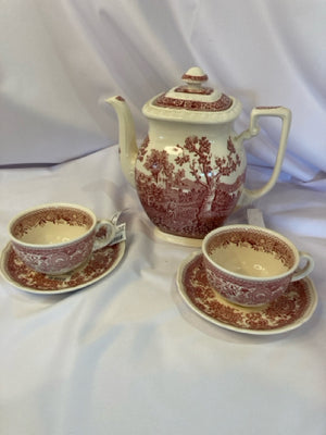 Villeroy & Boch Vintage 5 piece set White/Red Ceramic Tea Pot Set