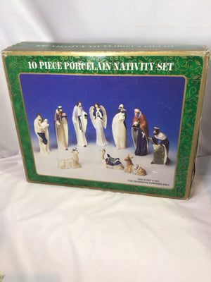 Nativity Multi-Color Porcelain Set of 10 In Box Holiday Item