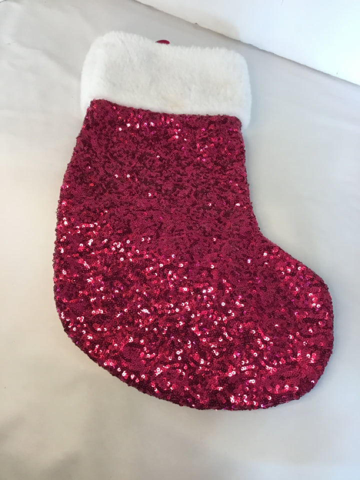 Stocking Pink Sequins Holiday Item