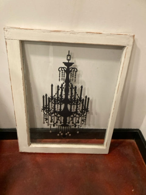 Window White/Black Wood/Glass Chandelier Framed Art
