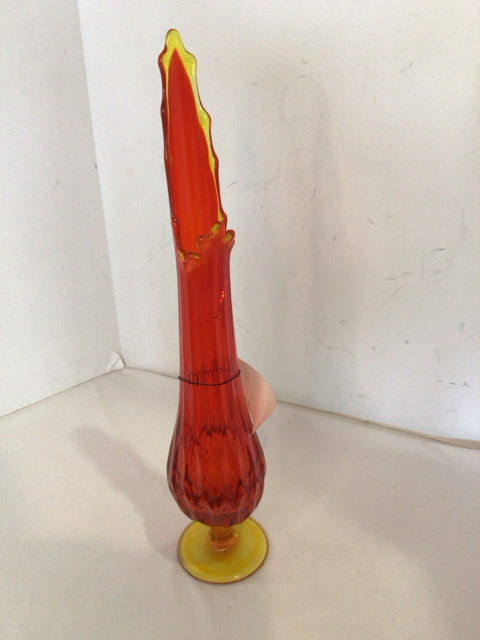 Fenton Orange/Yellow Glass Bud Vase