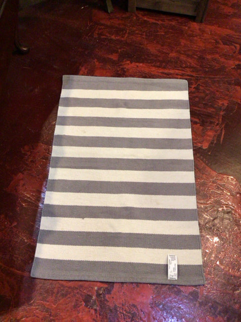 Throw Cotton Stripe Gray/White Rug
