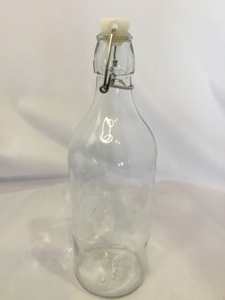 Vintage Clear Glass Lidded Bottle