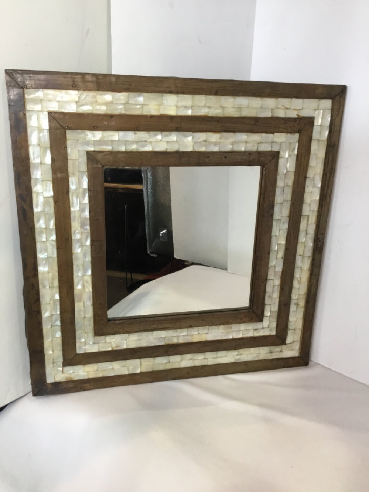 Cream/Brown Tile Mirror