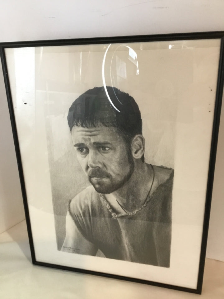 Gray/White Man Framed Art