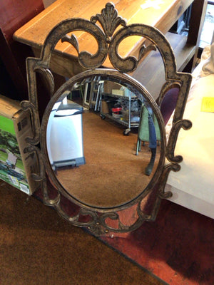Antiqued Gold Metal Mirror