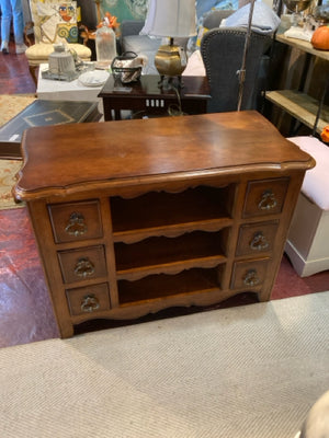 Century French Country Brown Wood Shelves Cabinet