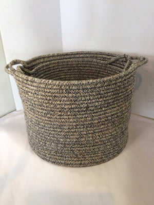 Set of 3 Blue/White Cotton Basket