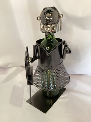 Gray Metal Girl Wine Holder