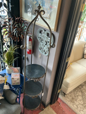 Bronze Metal/Marble 3 Shelf Plant Stand