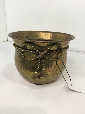 Vintage Brass Hammered Planter