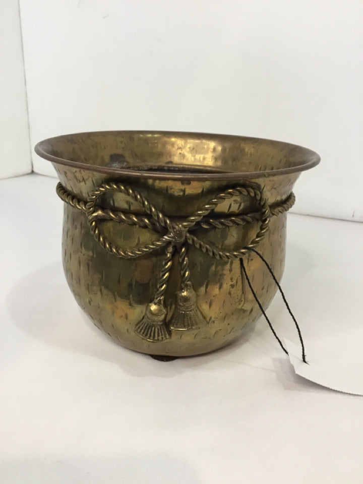 Vintage Brass Hammered Planter