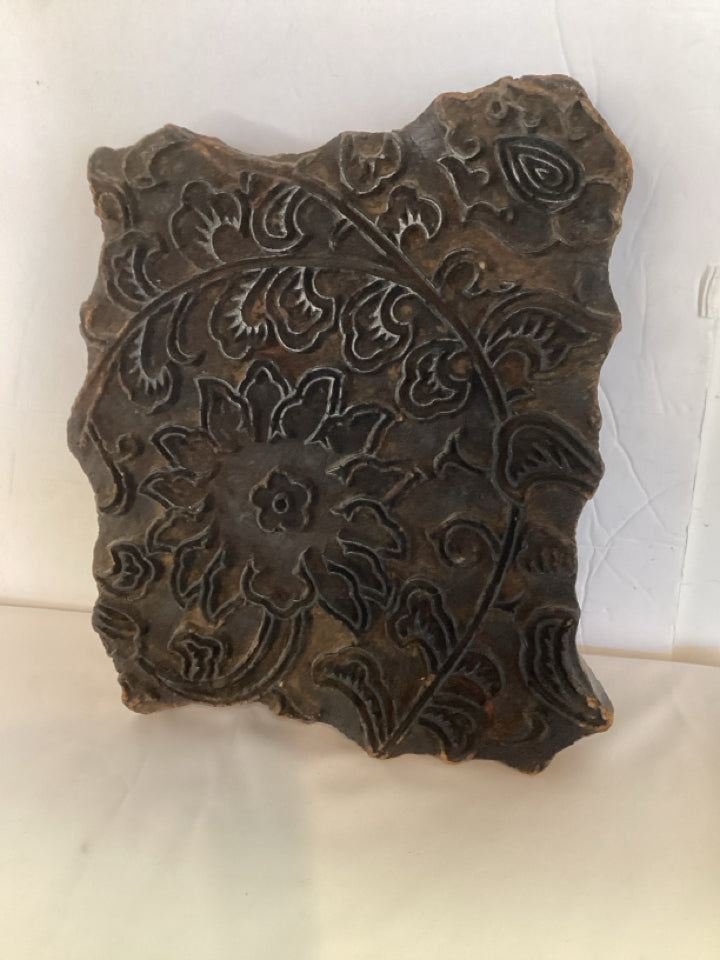 Blocks Brown Wood Carved Sculpture