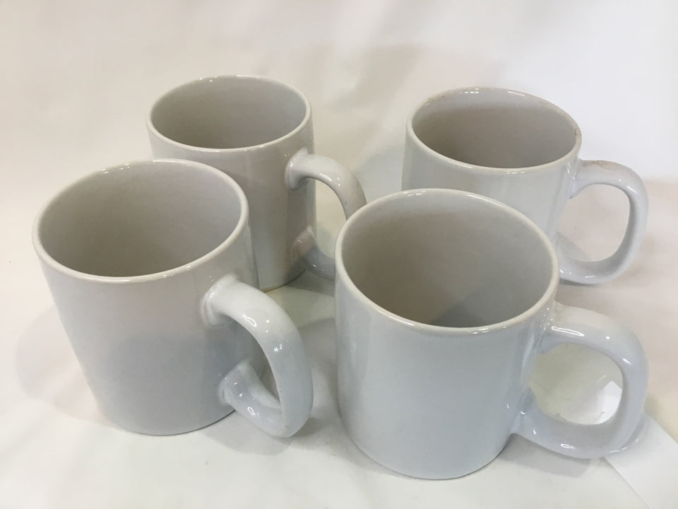 Oversized White Ceramic Set of 4 Mug