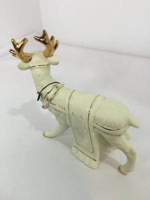 Cream/Gold Ceramic Reindeer Holiday Item