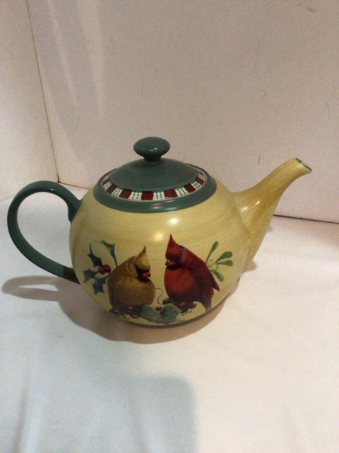 Lenox Yellow/Green Ceramic Birds Winter Greetings Holiday Item