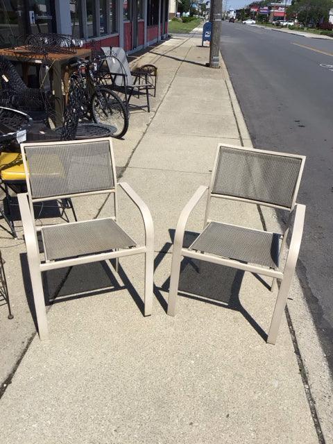 Pair Metal Beige/Black Chair