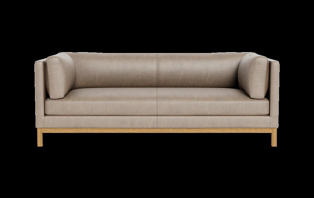 76NY28WV Jasper Mid-Century Leather Loose Cushion Back Tan Sofa/Couch