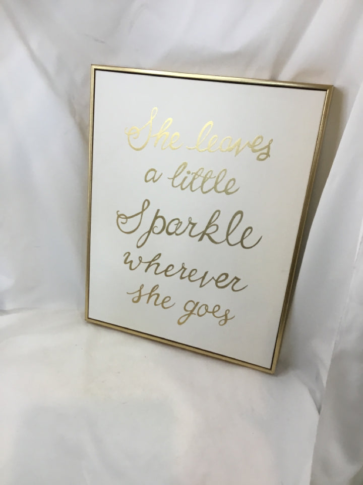 White/Gold Words Framed Art