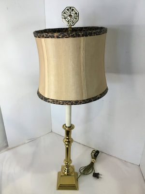 Vintage Gold/White Metal Candlestick Lamp