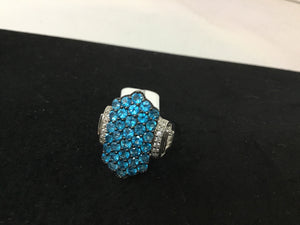 Sterling Silver Blue Rhinestone Ring