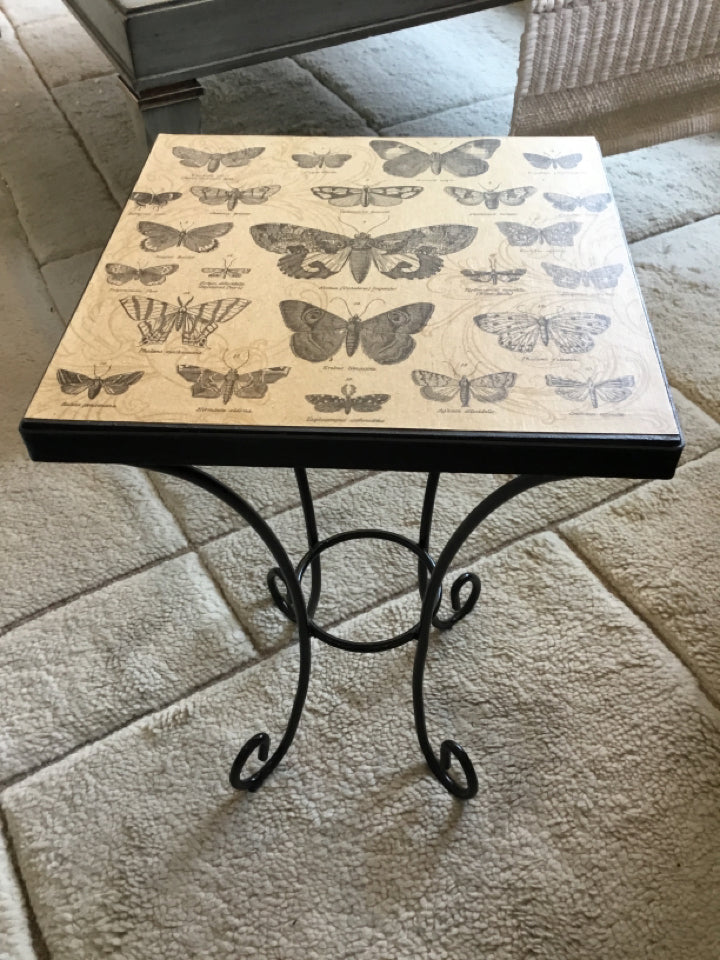 Botanical Metal Butterflies Tan/Black Table