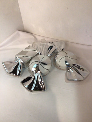 Silver/White Plastic Candy Set of 3 Holiday Ornaments