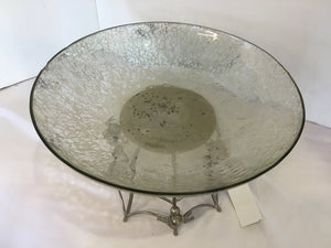 Halloween Silver Metal/Glass Bowl Spider Holiday Item