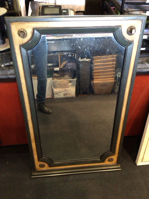 Green/Tan Wood Mirror