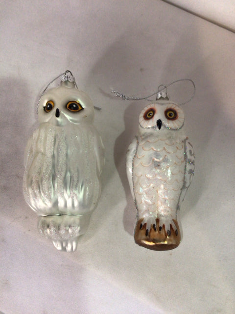 Ornament White Glass Owl Holiday Item