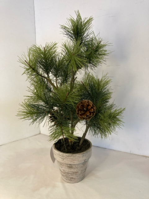 Faux Green Pine Tree In Planter Holiday Item