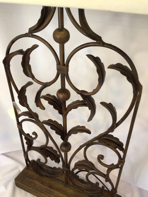 Ornate Brown Metal Leaf Lamp